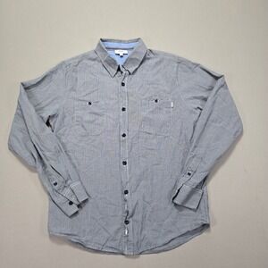 Hugo Boss Mens‎ Slim Fit Button Down Shirt Size 14-S Checkered Blue Casual